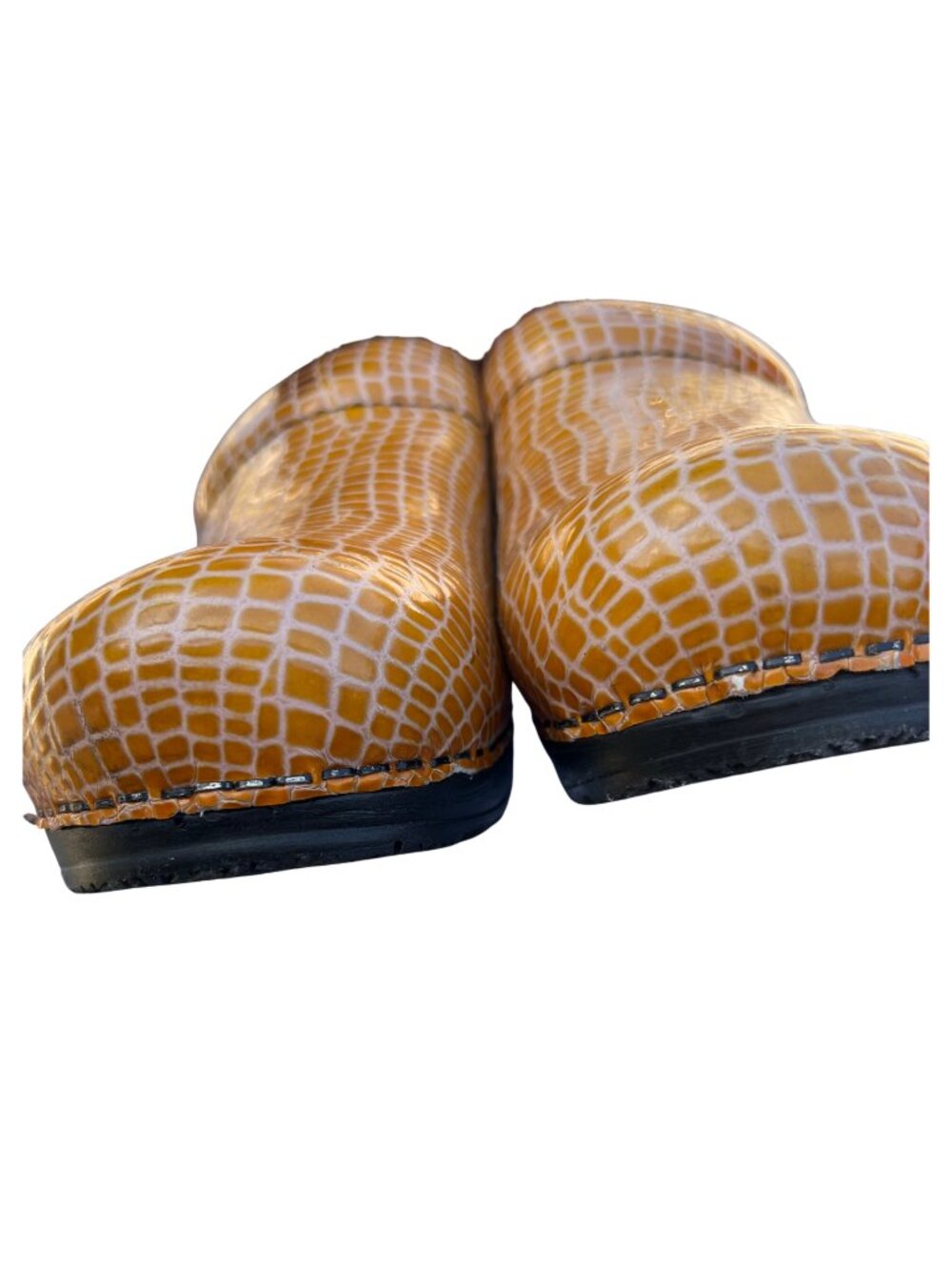 Sanita Professional Clogs Tan Croc Patent Leather Nursing EU41 US10 - Picture 11 of 12